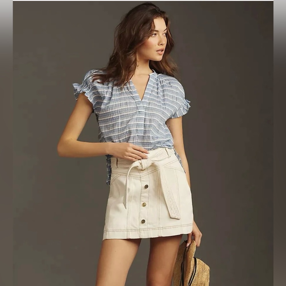 Anthropologie Tatum flutter sleeve top